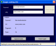 Jvw Google rank and pagerank finder screenshot